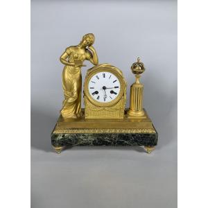 Empire Or Directory Period Clock, Woman Reading, 19th Century