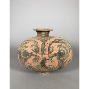 Polychrome Terracotta Vase, Han Dynasty, 2nd-1st Century Bc, China, Archaeology