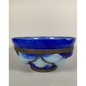 Blown Glass And Wrought Iron Cup By André Delatte (c.1887-1953) Nancy Art Deco 20th Century
