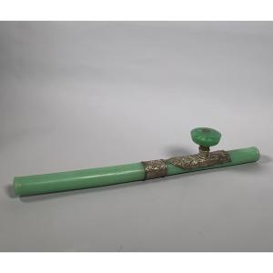 Green Jade Opium Pipe 19th Century China