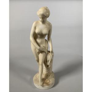 White Marble Sculpture Diane Au Bain After Falconet (1716-1791) 19th Century
