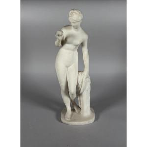 White Marble Sculpture Venus With An Apple After Bertel Thorvaldsen (1770-1844) 19th Century