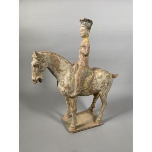 Terracotta Horseman Sculpture Han Dynasty 206 Bc-220 Bc China Archaeology