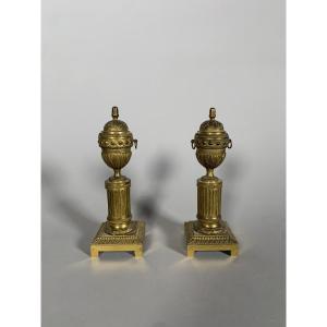 Pair Of Louis XVI Gilt Bronze Cassolette Candlesticks