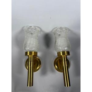 Jean Perzel (1892 - 1986) Pair Of Modernist Wall Sconces Circa 1960 20th Century