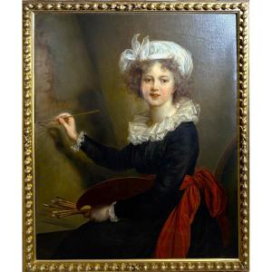 Self-portrait With Palette After Elisabeth Louise Vigée-le Brun (1755-1842) Oil Painting 
