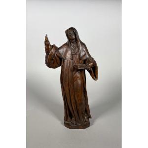 17th-century Wooden Sculpture Of Saint Bridget 