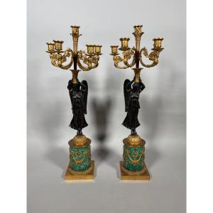 Pair Of Candelabra With Winged Victories, Attributed To Pierre-philippe Thomire (1751-1843) 