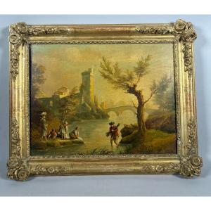 French School, 18th Century, Landscape With Washerwomen 