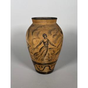 René Buthaud (1886-1986) Large Ovoid Vase - The Dancers