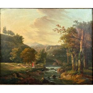 French School, Early 19th Century, Pastoral Landscape, Oil On Canvas
