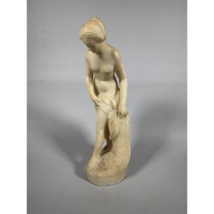 Sculpture, Diana At Her Bath After Falconet (1757) - 65 Cm - Siena Yellow Marble  