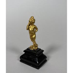 Sculpture, Child Hercules, 17th Century - 10.5 Cm - Gilded Bronze