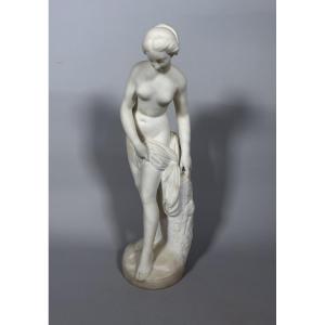 White Marble Sculpture Diana In The Bath After Falconet (1716-1791) 18th Century 
