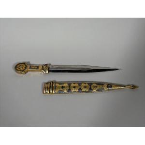 Kindjal Dagger From The Caucasus, Russian Empire, In Silver And Vermeil, 19th Century
