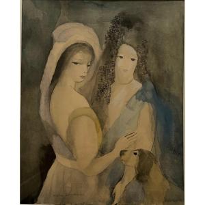 Woman In A Mantilla Accompanied By A Dog After Marie Laurencin (1883-1956)
