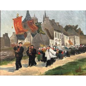 Breton Procession Scene 1950