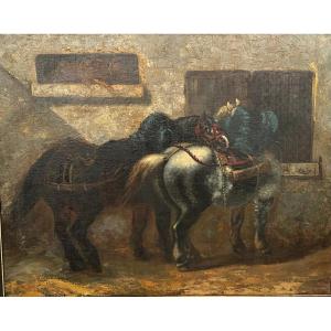Relay Horses Painting 19th Century