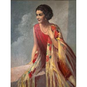 Socialite Woman In Red Dress