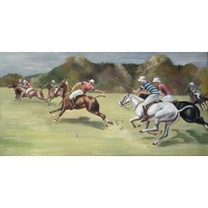 Polo Match Oil On Canvas 