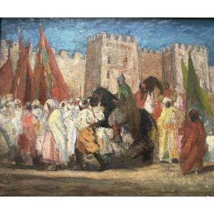 Scene Of Jubilation At The Entrance To An Arab Village 