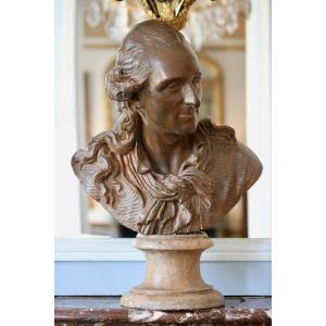 Patinated Terracotta Bust Probably Representing Beaumarchais