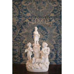 Groupe en biscuit représentant Mars et des Bergers, XVIIIe