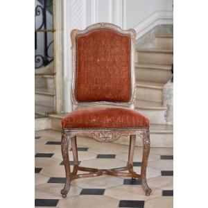 Set Of Eight Natural Wood Chairs