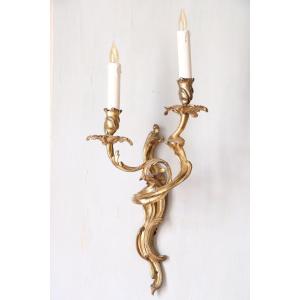 Pair Of Louis XV Gilt Bronze Wall Lights