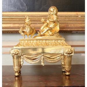 Pair Of Louis XVI Gilt Bronze Andirons