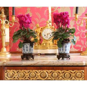 Pair Of Small Bronze-mounted Delftware Vases