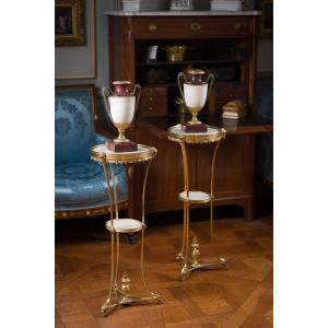 Pair Of Tripod Pedestal Tables, Louis XVI.