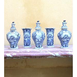 Set Of Five Delftware Vases From Holland