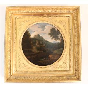 Gaspard Dughet (attributed To), Rome 1615 – Rome 1675 “animated Landscape With A Castle In The Background”