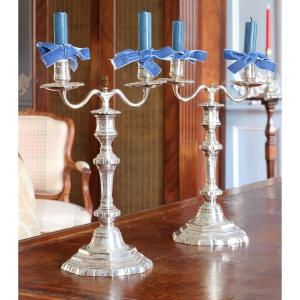 Pair Of Plated Metal Candlesticks