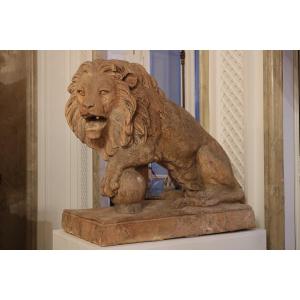 Pair Of Terracotta Lions
