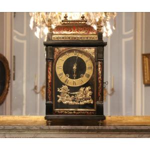 Religious Clock In Red Tortoiseshell And Brass Inlay, From The Louis XIV Period.
