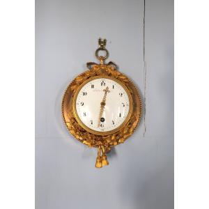 Bullseye Clock In Chased And Gilded Bronze