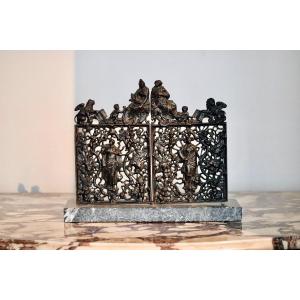 Set Of Two Bronze Grilles Representing The Doors Of The Loggetta By Sansovino