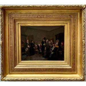 Oil On Mahogany Panel, Monogrammed Bottom Left