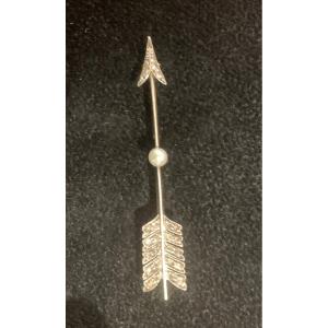 Brooch Silver And Gold Diamonds 