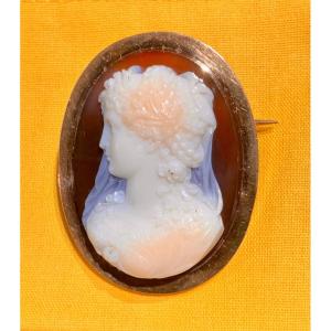 Cornaline Cameo Gold Brooch