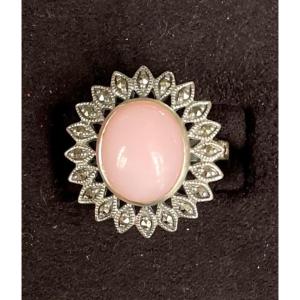 Pink Opal Silver Ring