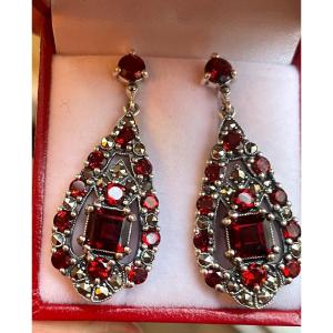 Garnet And Silver Earrings 
