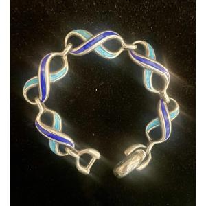 Silver Enamel Bracelet
