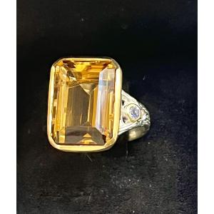 Citrin Silver Ring