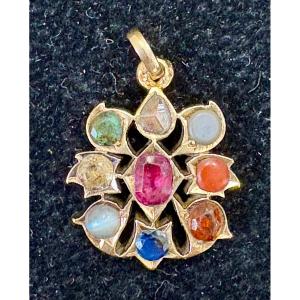 18ct Gold Navaratna Pendant 