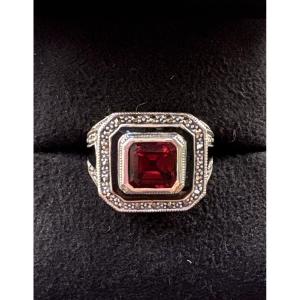 Silver And Garnet Ring