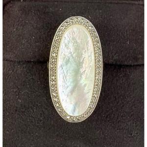 Silver Ring Mother-of-pearl Marcasites
