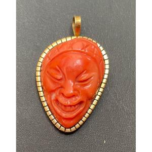 Gold And Coral Pendant